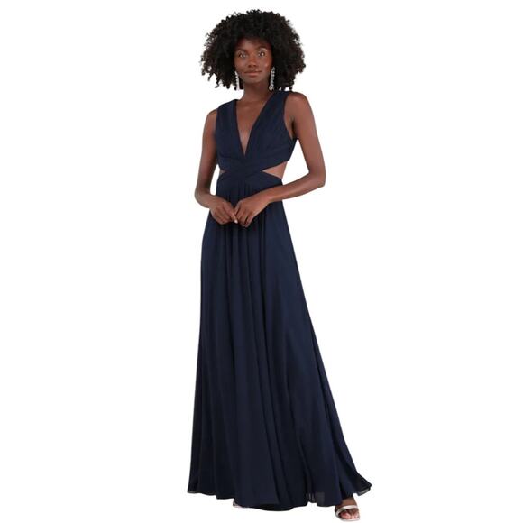 LULUS Vivid Imagination Navy Blue Cutout Maxi Dress-Size XL - Picture 1 of 8